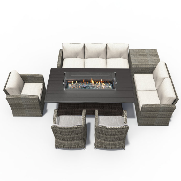 Lark Manor Algird 7 Piece Rattan Sofa Seating Group with Mixed Beige